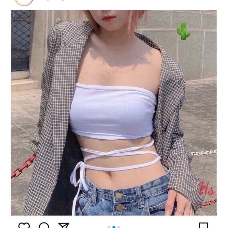 áo quây croptop dây buộc chéo bụng mặc nhiều kiểu