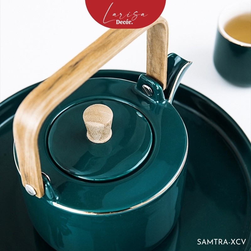 Bộ ấm trà gốm sứ xanh cổ vịt 4 chén kèm khay ⭐️ Bộ trà đạo Nhật Bản cao cấp