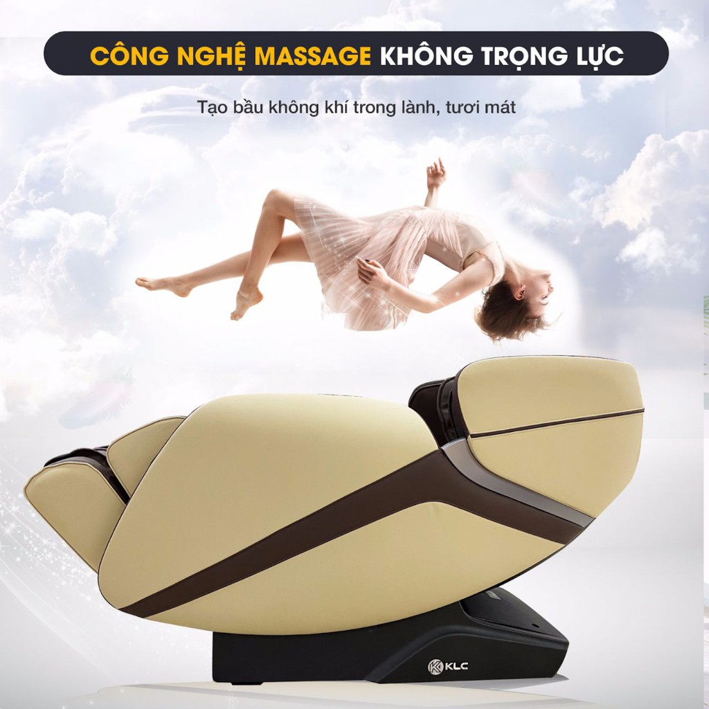 Ghế massage chính hãng KLC K6688 - Điều khiển bằng giọng nói, công nghệ không trọng lực, nhiệt hồng ngoại...