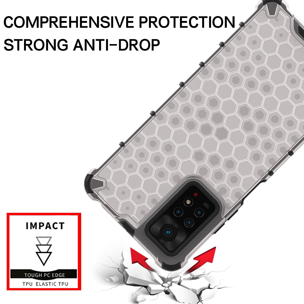 Ốp Điện Thoại Nhựa Cứng Trong Suốt Chống Sốc Họa Tiết Tổ Ong Cho Redmi Note 10 Pro Max 10S 10T
