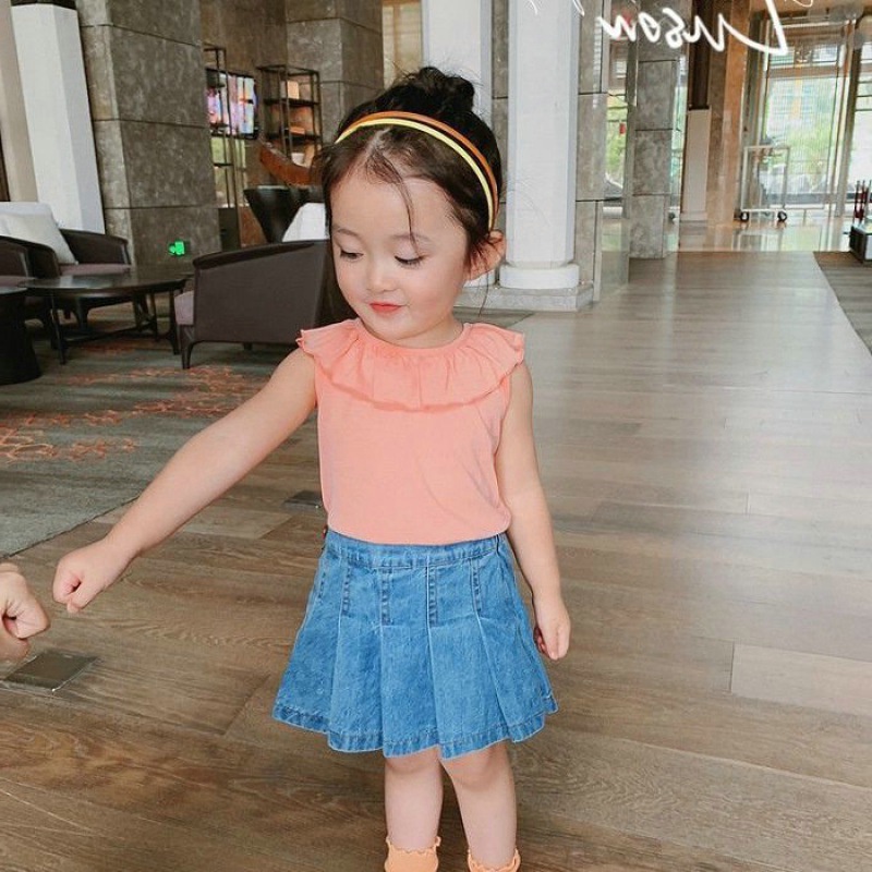 ATG17 Size 90-130 (9-27kg) Áo thun bé gái (Áo sát nách co giản vải mềm mát) Thời trang trẻ Em hàng quảng châu