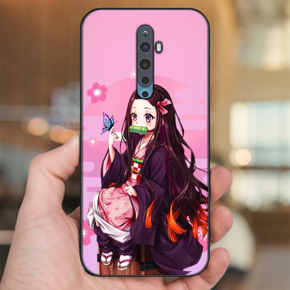 Ốp lưng Oppo Reno 2F viền đen in hình Nezuko Kimetsu no Yaiba