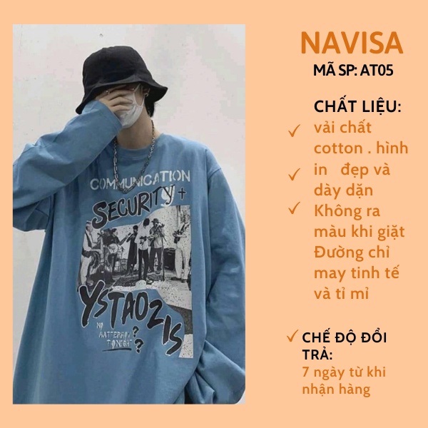 Áo phông nữ tay dài áo thun nữ unisex form rộng tay ngắn in hình chữ cổ tròn đẹp NAVISA AT05