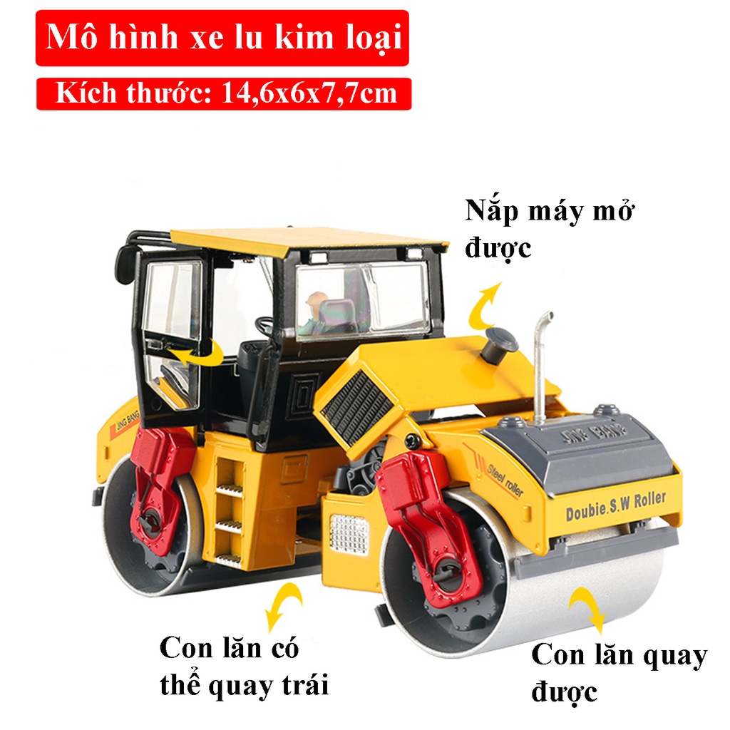 Mô hình xe công trình, xe xây dựng bằng kim loại cao cấp tỉ lệ 1:50 hãng JING BANG