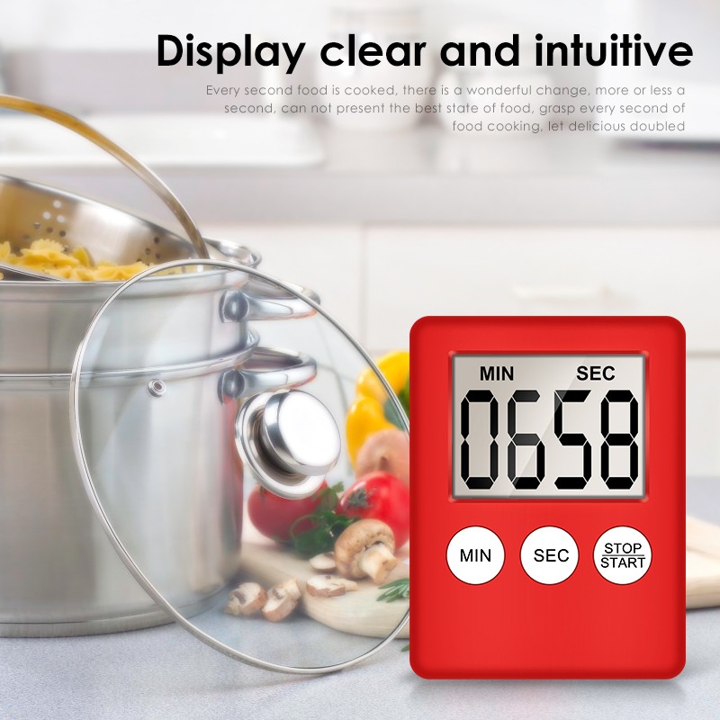 ★★ Super Thin LCD Digital Screen Kitchen Timer Square Cooking Count Up Countdown Alarm Magnet Clock Temporizador 【SK2】