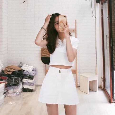 Áo Croptop Kiểu Ôm Body Ngắn Tay Cổ Đức Nữ basic trơn freesize chất cotton mềm mại - May22