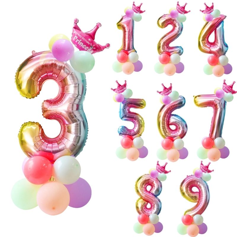 Bộ phụ kiện trang trí bánh kem hình kỳ lân/cầu vồng 1 tuổi cho bé