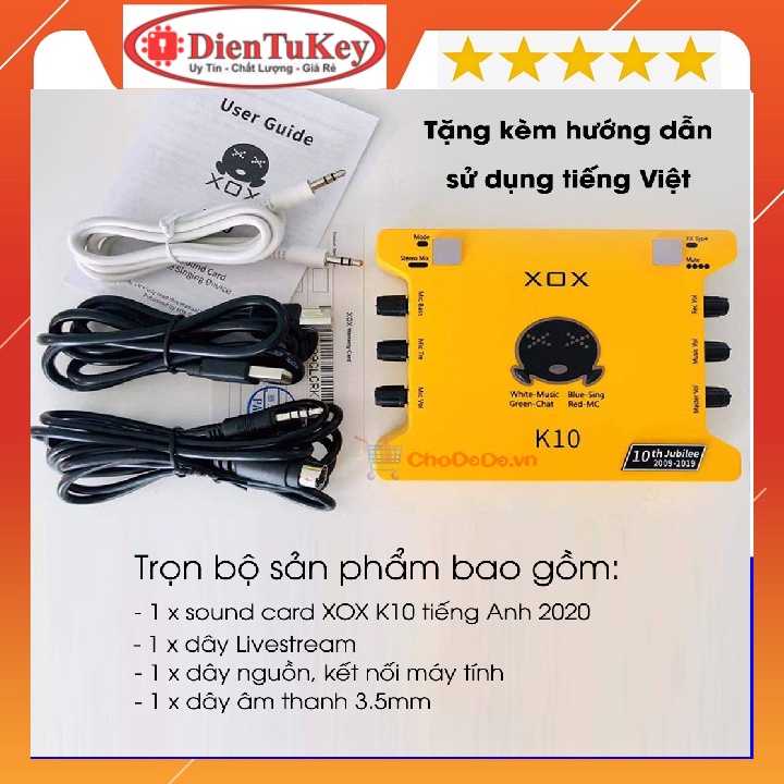 [Mã ELHACE giảm 4% đơn 300K] Sound card K10 tiếng Anh 2020 (XOX K10 10th Jubilee) Sound Card thu âm✔️Phiên Bản Mới