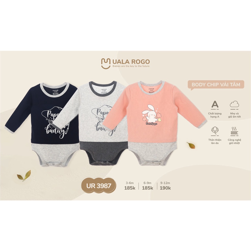 Body chip dài cotton tăm mềm mại thấm hút mồ hôi cho bé size 3 tháng đến 12 tháng 3987