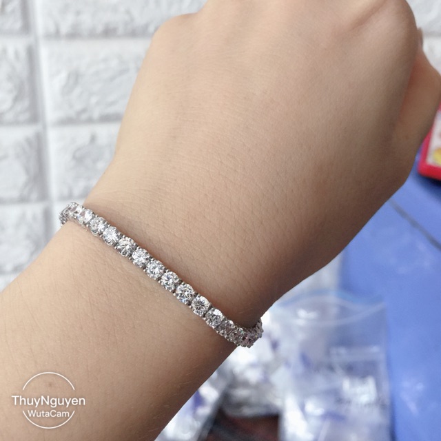 Lắc tay full đá nhân tạo siêu sáng bạc thật