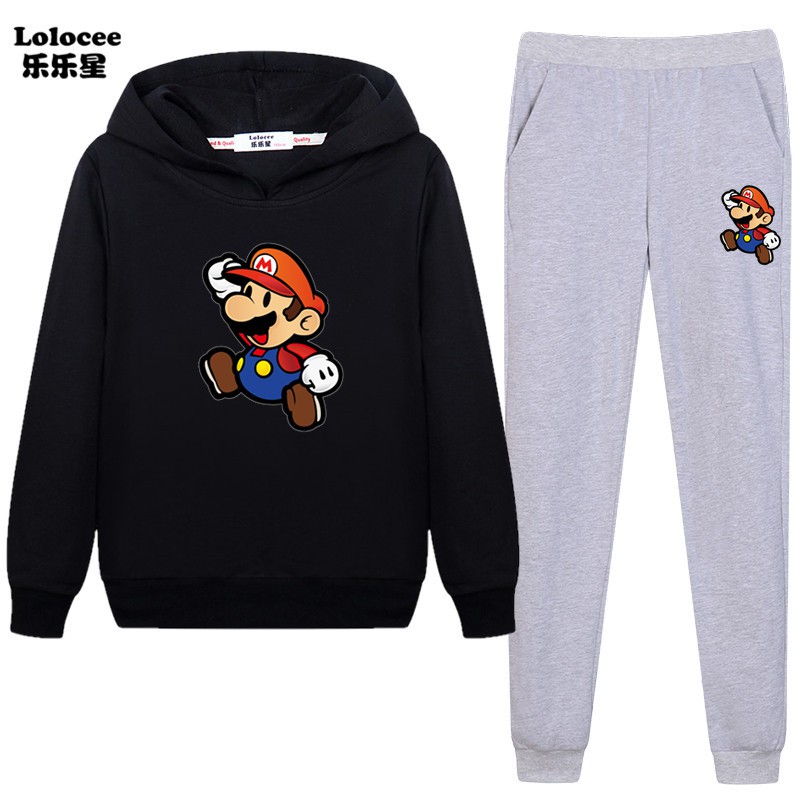 Áo Nỉ Tay Dài In Hình Super Mario Dễ Thương Cho Bé