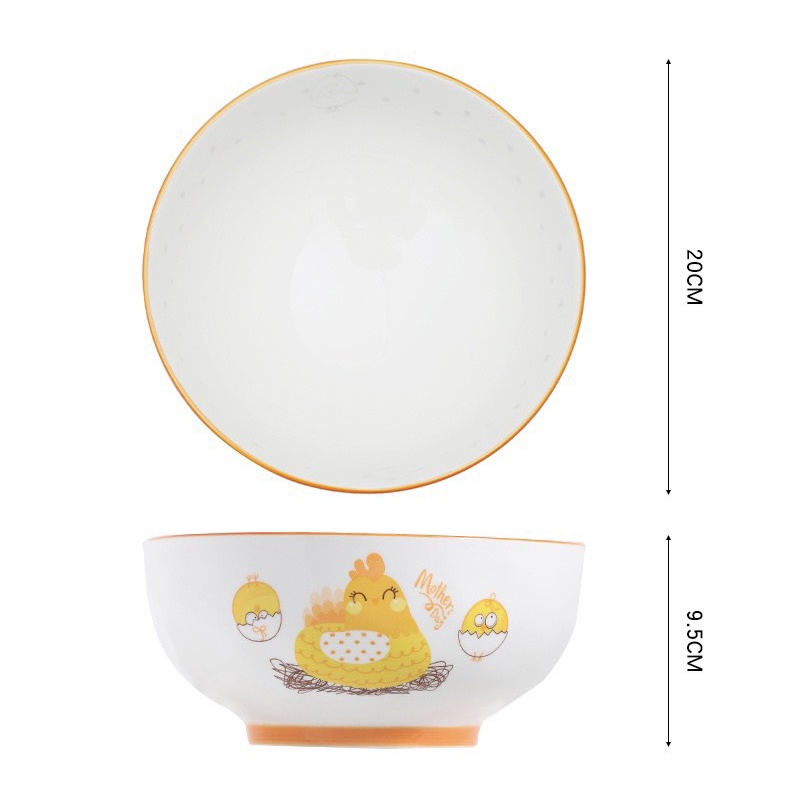 Bộ Chén Dĩa Sứ Bát Ăn Cơm Đĩa Sứ Dễ Thương Cute Bát Đĩa Gà Cam Decor Cao Cấp S132