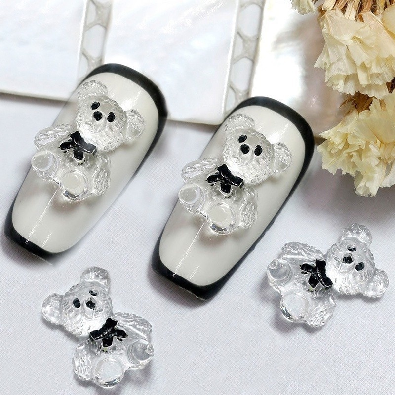 Bộ 5 Phụ Kiện Đính Móng Tay Hình Gấu 3D Dễ Thương