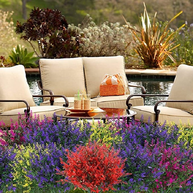 1 Bó Hoa Oải Hương Nhân Tạo Bằng Nhựa Chống Tia UV Trang Trí Trong Nhà / Ngoài Trời