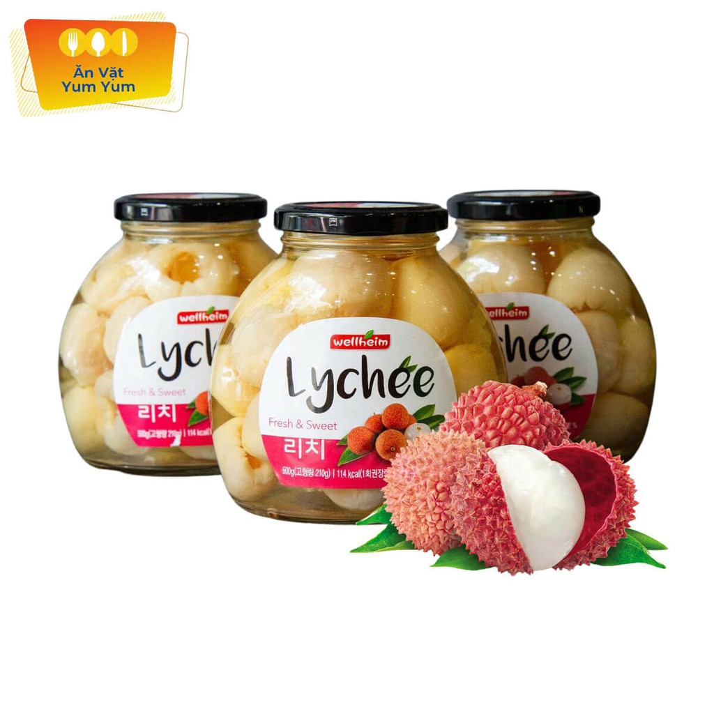 Vải Ngâm Đóng Hộp Lychee (Vải Ngâm Wellheim)