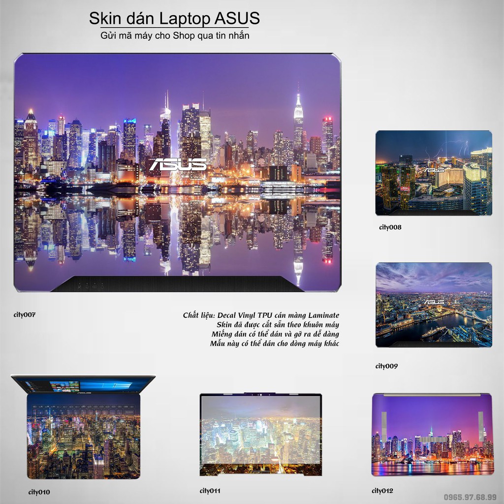 Skin dán Laptop Asus in hình thành phố nhiều mẫu 2 (inbox mã máy cho Shop)