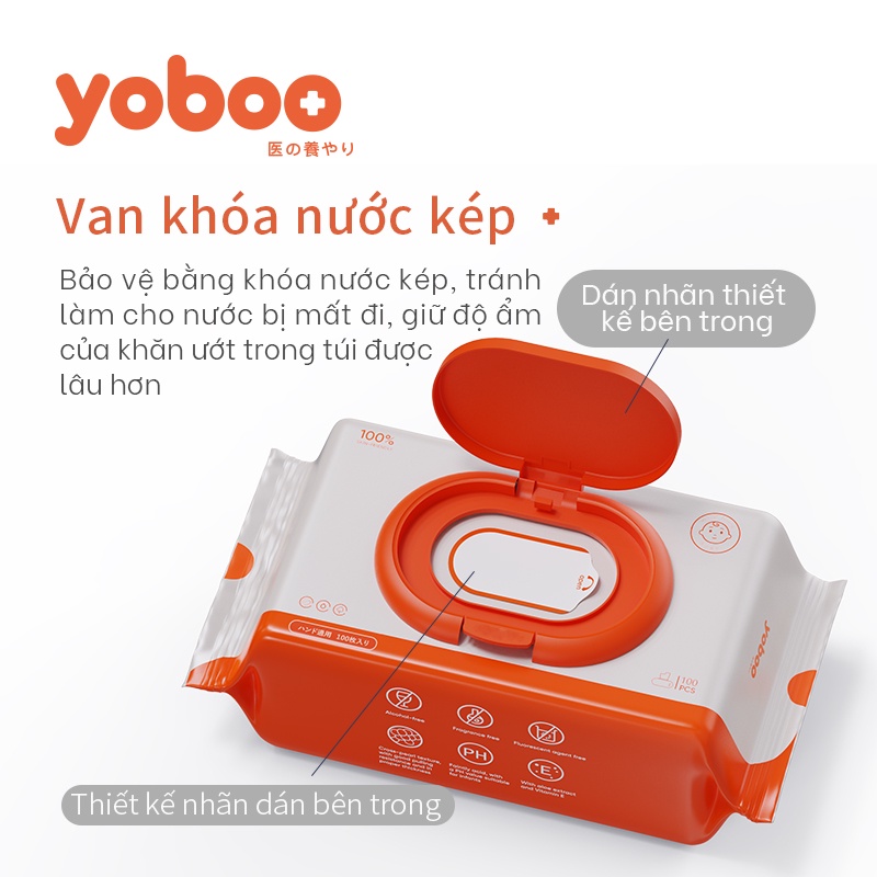 Thương Hiệu Nhật | Combo 3 Gói Khăn giấy Ướt yoboo (100 Miếng/Gói) | Dịu Nhẹ Không Chất Bảo Quản Không Mùi | Chính hãng
