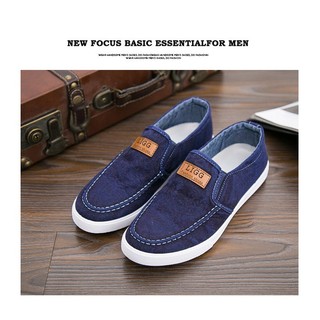 [Combo 2 Tất + Hộp] Giày Lười Vải Jean - Xanh Đậm [LSS]