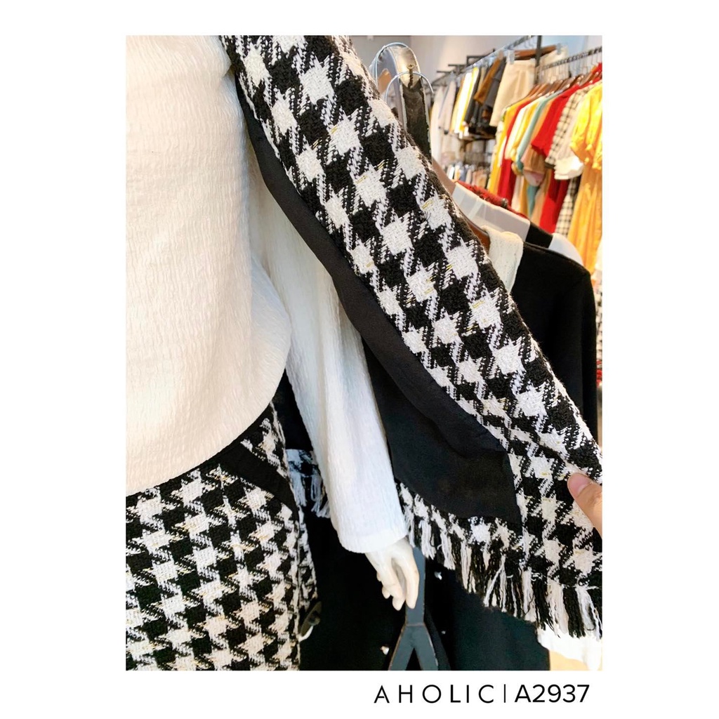 Chân váy dạ ngắn nanh sói 1 màu V2641 Aholic