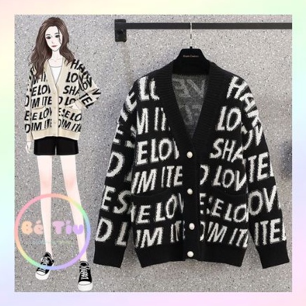 Áo Khoác Len Chữ Cardigan Cổ Tim Có Hàng Khuy Tay Dài | Bé Tiu Clothing