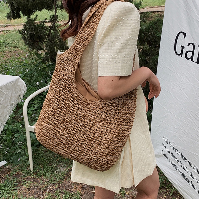 Túi đeo vai IELGY đan rơm sức chứa lớn thời trang đi biển cho nữ