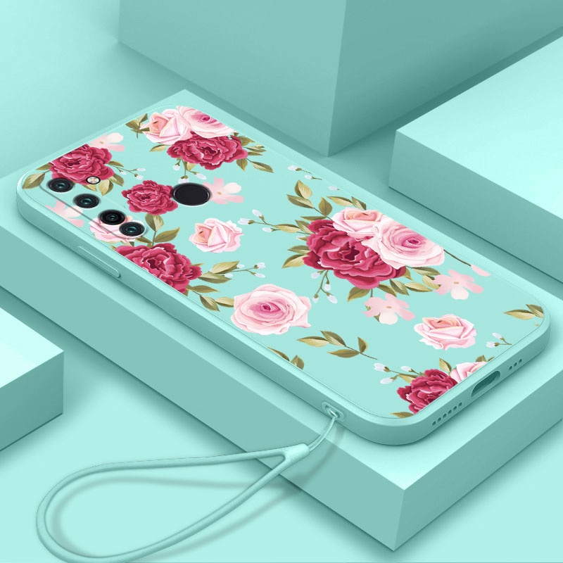 Ốp Điện Thoại TPU Họa Tiết Hoa Xinh Xắn Kèm Dây Đeo Cho Realme 5 5i 5 pro 6 6i 6 pro c3