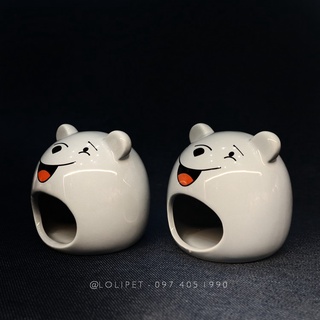Nhà ngủ sứ hamster gấu pooh - lolipet hamster , thỏ cảnh , nhím cảnh , chuột lang