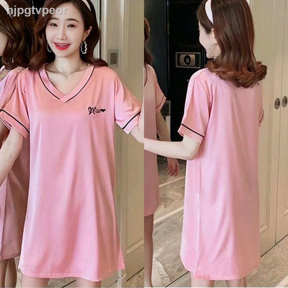✱Váy ngủ nữ mùa hè băng lụa ngắn tay mỏng phiên bản Hàn Quốc dễ thương của học sinh cộng với có kích thước thể mặc bên n
