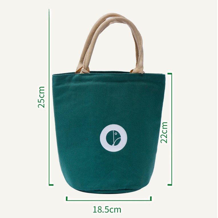 Túi đựng cơm tròn vải Linen cao cấp Mầm Đậu, lót nhôm dày, phong cách tối giản hiện đại (size 18.5x22cm)