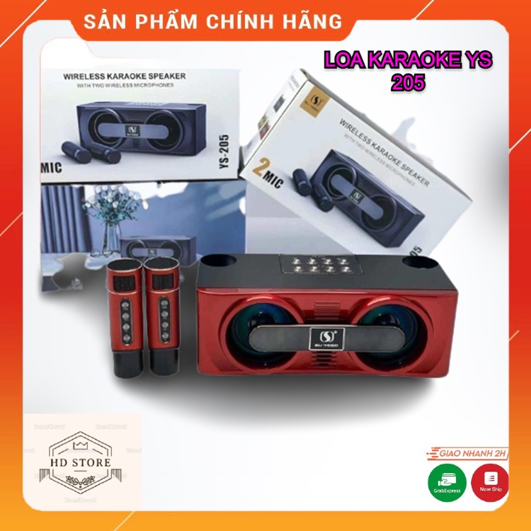 Micro Karaoke YS 205 Cao Cấp Siêu Hay- Micro Bluetooth YS 205 Tích Hợp Loa Bass, Tress, Kèm Thêm 2 Micro Để Hát Song Ca.