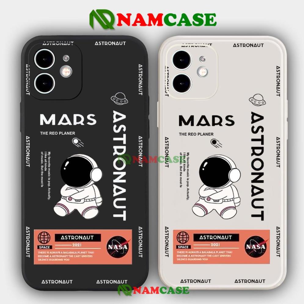 Ốp lưng iPhone Phi hành gia Nasa Cute cạnh viền vuông silicon mềm dẻo cho iphone 6/6s/7/8/X/XS/11/12/13 Pro Plus Max