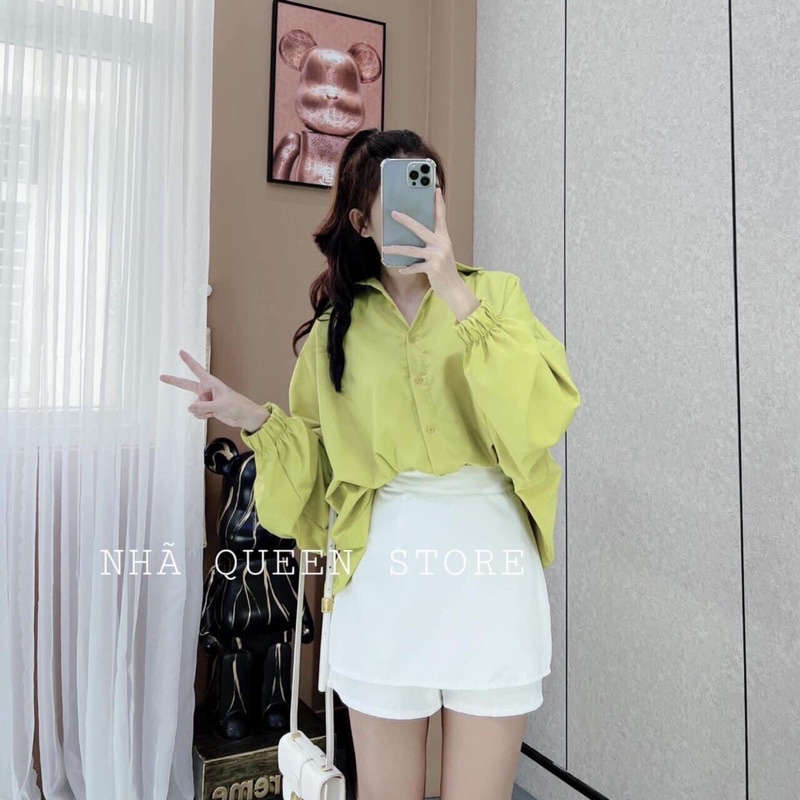 Áo sơmi đũi xanh chuối