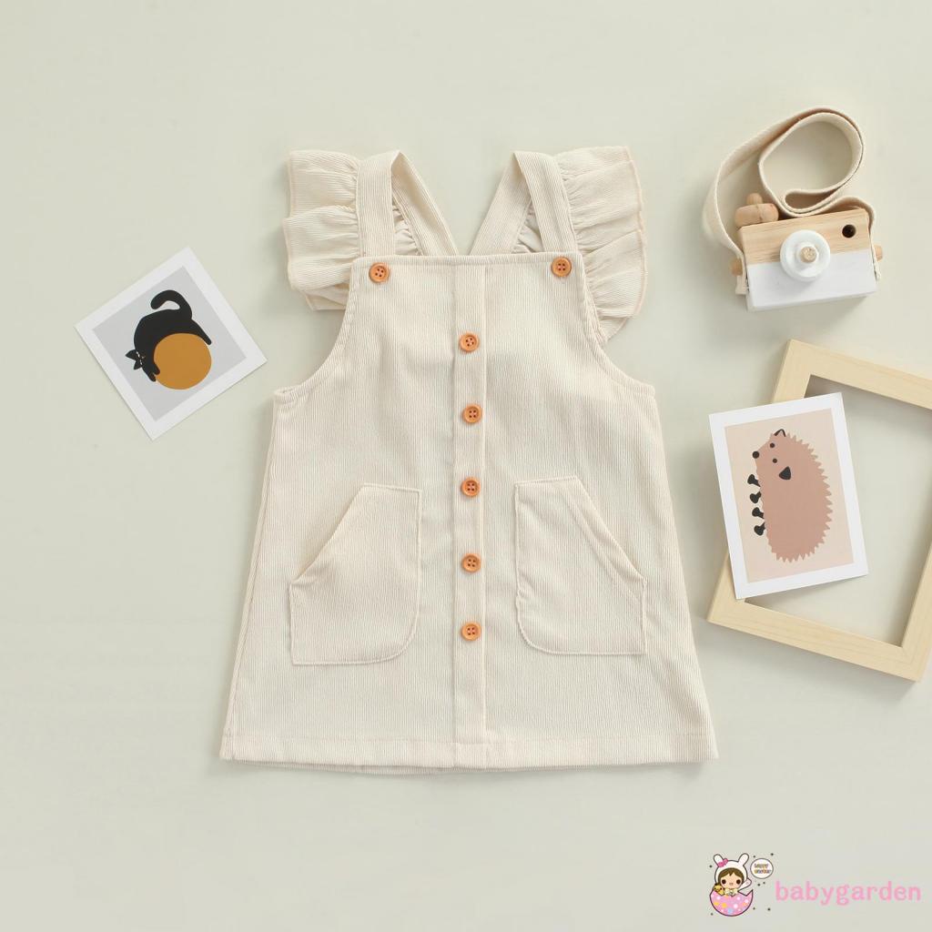 Đầm cổ vuông màu sắc đơn giản có túi dành cho bé gái 6 tháng - 3 tuổi