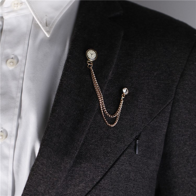 Ghim cài áo Vest Nam Lapel Pin thời trang hình đồng hồ có dây GH-217 {Phụ Kiện Vest Nam - AdamZone}