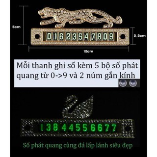 Siêu giảm giá Thẻ ghi số điện thoại đỗ xe phát quang GẮN ĐÁ sang trọng gắn kính ô tô loại 1