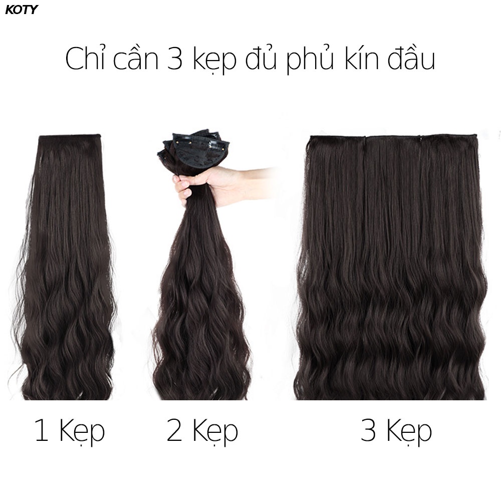 Combo 3 tóc giả kẹp xoăn sóng dài đẹp cho nữ, tóc kẹp nửa đầu làm dày tóc tự nhiên