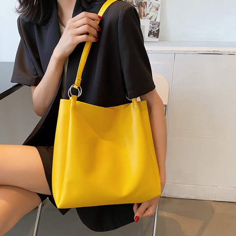 Túi tote IELGY màu trơn sức chứa lớn phong cách Hàn Quốc hợp thời trang