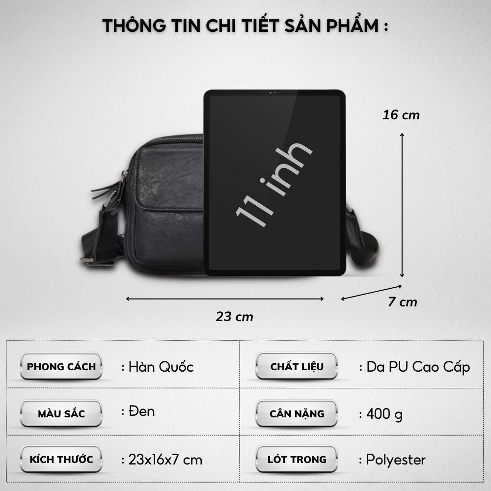 Túi đeo chéo nam nữ,Da Pu cao cấp,Size: 23x16x7 cm ,Chống thấm nước -Kiểu dáng trẻ trung, cá tính - 𝑰𝑩𝑨𝑮