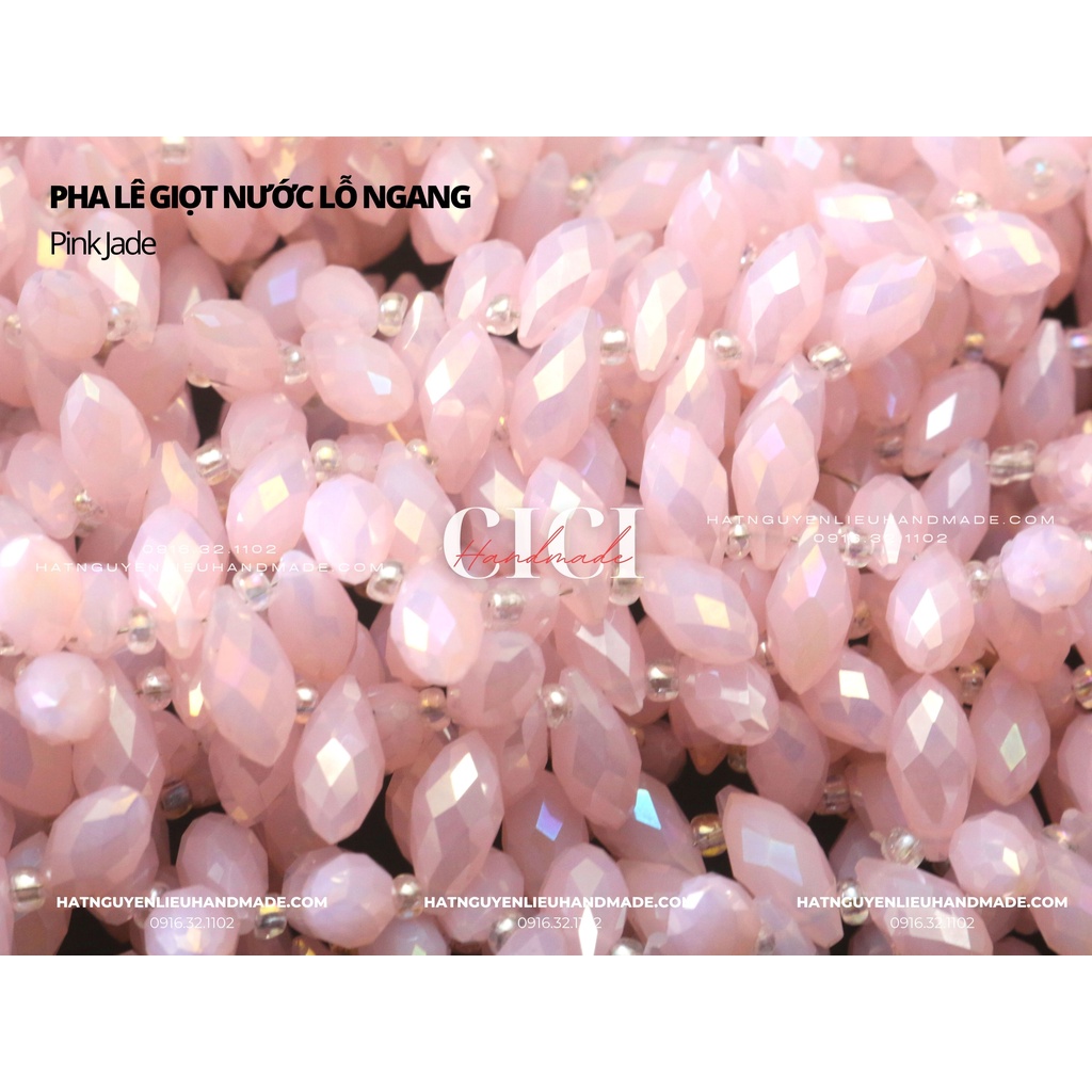 Túi lẻ 20h Pha lê giọt nước lỗ ngang 6*12mm màu pastel sữa đục Cici Handmade nguyên liệu DIY hạt đính kết hạt vòng tay