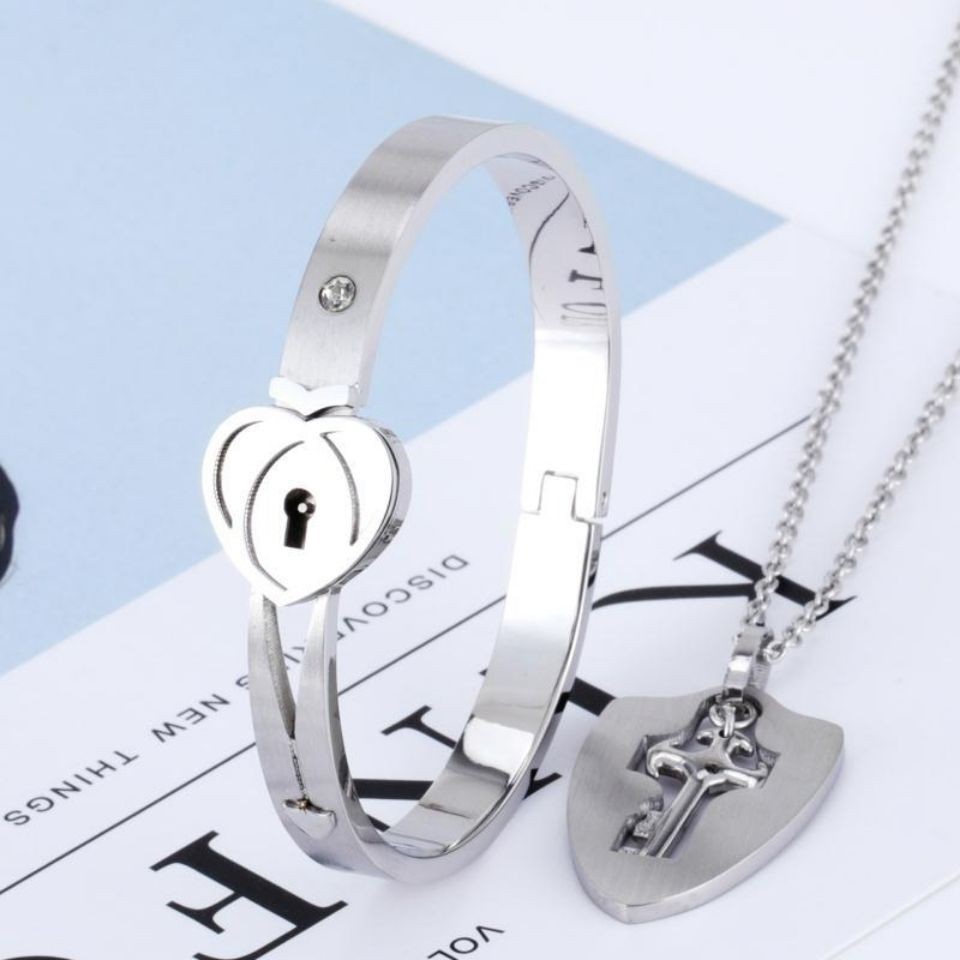 Vòng tay phong cách Hiphop Hàn Quốc + vòng cổ cặp đôi với phụ kiện thời trang cá tính