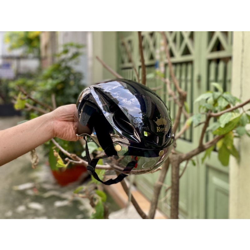 MŨ THỂ THAO ROYAL POC 01 ĐEN BÓNG CỰC ĐẸP, BH 12 tháng