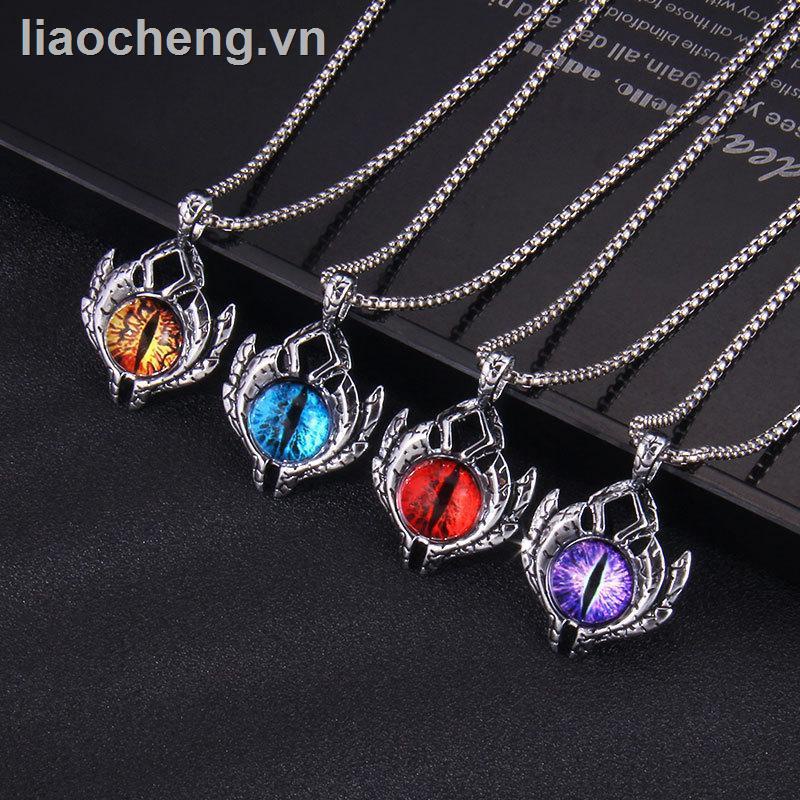 Dây chuyền mặt hình mắt quỷ bằng thép titan phong cách Âu Mỹ sành điệu cho nam