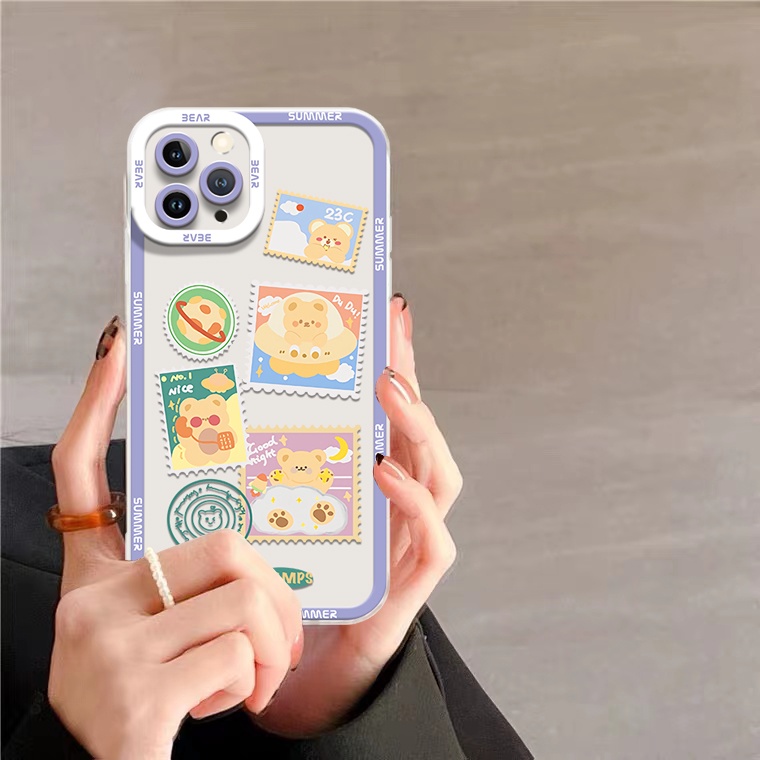 Ốp Điện Thoại Silicon TPU Mềm Trong Suốt Hình Gấu Chống Sốc Cho IPhone 14 13 Pro Max 11 12 6S 7 8 14 Plus X XS XR