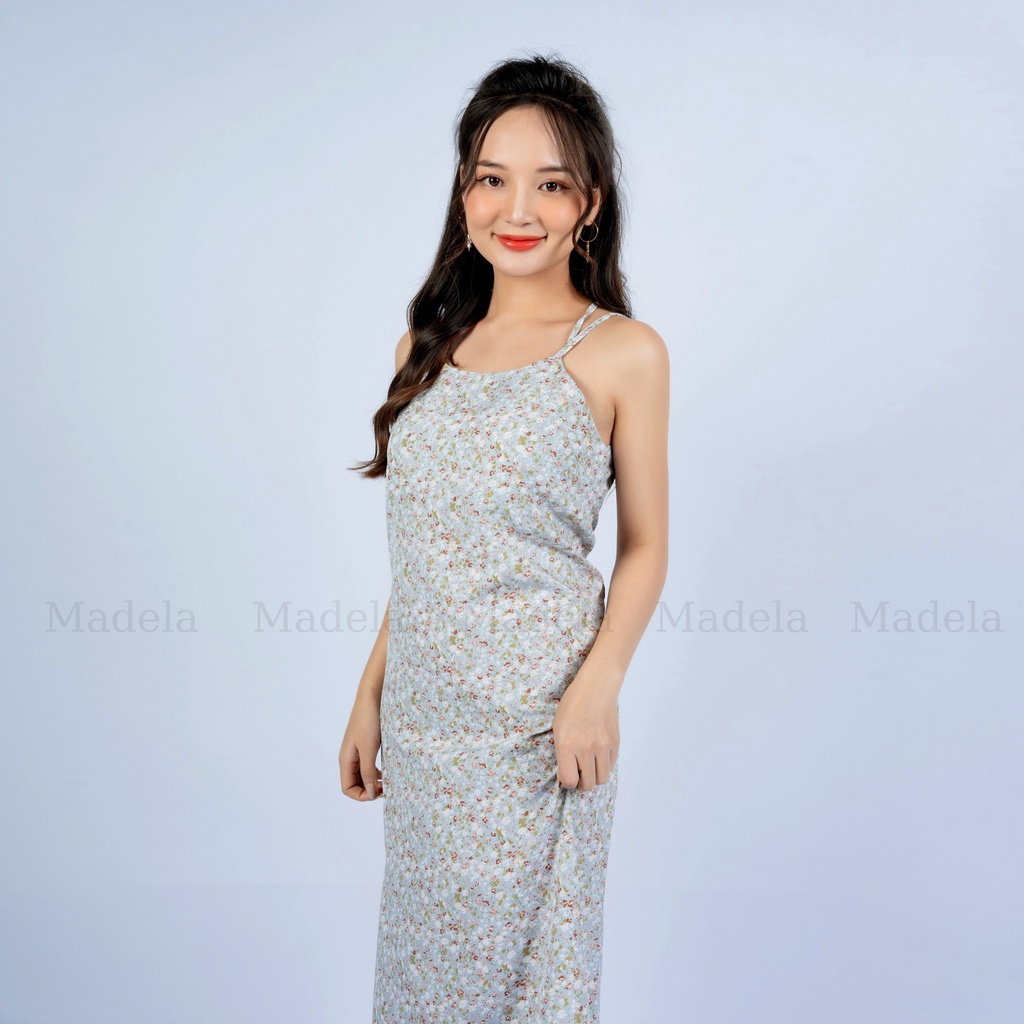 Đầm hai dây Hoa nhí dáng suông dài qua gối phong cách vintage, Váy nữ hoa nhí hai dây - VDH01 | BigBuy360 - bigbuy360.vn