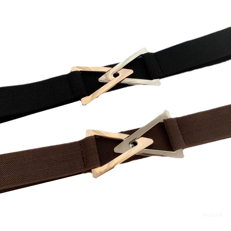 Dây thắt lưng co giãn có khóa cài tam giác phối đầm áo khoác thời trang dành cho nữ