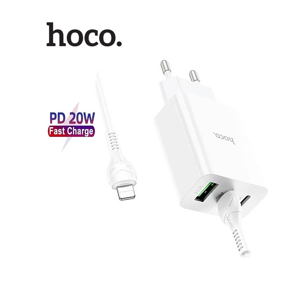 Bộ sạc 20W/18W Hoco C99A cổng USB / 2 Type-C kèm cáp sạc Type-C dành cho IP10/11/12/13/14promax dài 100CM