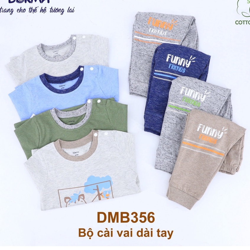 💥 Bộ bé trai dài tay 6-36 tháng tuổi Cotton USA cài vai Dokma Voi.kids DMB356