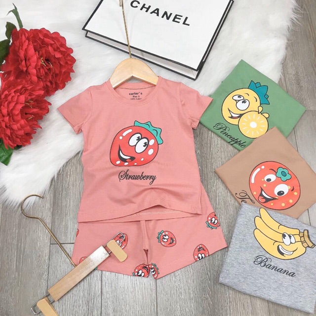 Bộ đùi cotton bé gái , họa tiết trái cây đáng yêu {8-18kg}