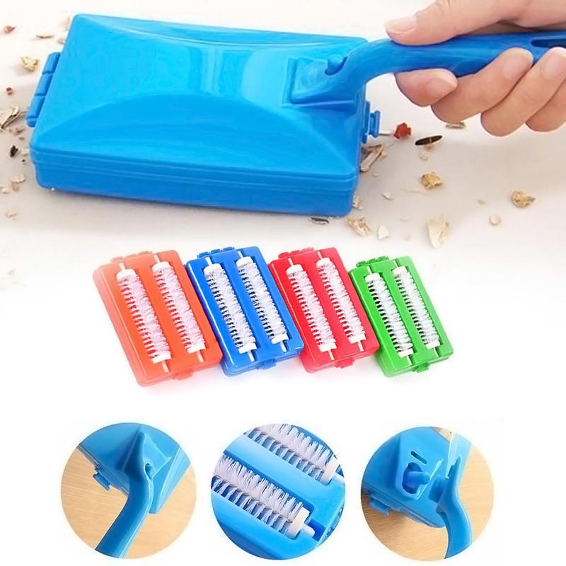 Creative Double Brush Head Carpet Sofa Brush Handheld Sweeper Crumb Dirt Pet Hair Cleaner Roller Home Cleaning Brushes Dust Remover