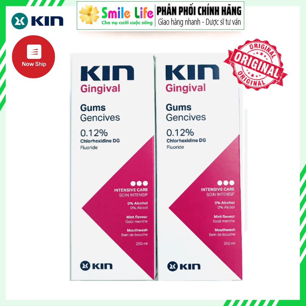 SMILE LIFE | [2 Chai] Súc Miệng KIN Gingival 250ml ® (Chlohexidine 0.12%) - Sát Khuẩn Miệng Họng, Viêm Nướu